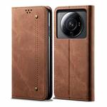 For Xiaomi 12S Ultra Denim Texture Casual Style Horizontal Flip Leather Case(Brown)