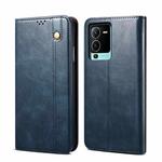For vivo S15 Pro Oil Wax Crazy Horse Texture Leather Phone Case(Blue)