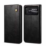 For Xiaomi Poco C40 Global Oil Wax Crazy Horse Texture Leather Phone Case(Black)