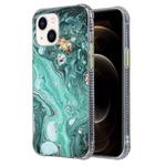 For iPhone 14 Plus Coloured Glaze Marble TPU + PC Phone Case (Green)