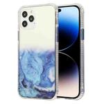 For iPhone 14 Pro Marble Pattern Glittery Powder Shockproof TPU + Acrylic Phone Case(Blue)