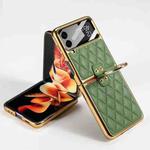 For Samsung Galaxy Z Flip4 GKK Integrated Plating + Leather Phone Case with Ring(Matcha Green)