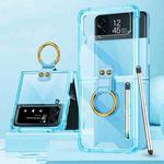For Samsung Galaxy Z Flip4 GKK Airbag Protective Phone Case with Ring & Pen(Blue)