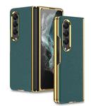 For Samsung Galaxy Z Fold4 GKK Electroplating Leather Surface Phone Case(Gold Green)