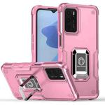 For OPPO A16/A16s/A55 5G/A55 4G Ring Holder Non-slip Armor Phone Case(Pink)