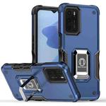 For OPPO A16/A16s/A55 5G/A55 4G Ring Holder Non-slip Armor Phone Case(Blue)