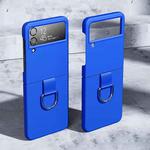 For Samsung Galaxy Z Flip4 5G Skin Feeling PC + Flannel Protective Phone Case with Ring Hook(Klein Blue)
