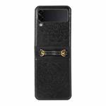 For Samsung Galaxy Z Fold3 5G Mandala Embossing Fold Leather Phone Case(Black)