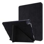For iPad Pro 12.9 inch 2020 Marble Style Cloth Texture Horizontal Deformation Flip Leather Tablet Case with Holder & Pen Slot(Black)