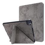 For iPad Pro 12.9 inch 2020 Marble Style Cloth Texture Horizontal Deformation Flip Leather Tablet Case with Holder & Pen Slot(Grey)