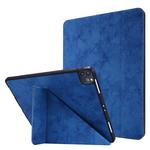 For iPad Pro 12.9 inch 2020 Marble Style Cloth Texture Horizontal Deformation Flip Leather Tablet Case with Holder & Pen Slot(Blue)