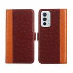 For OnePlus 9RT 5G Ostrich Texture Flip Leather Phone Case(Brown)