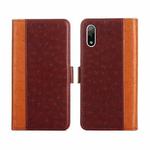 For Sony Xperia Ace II Ostrich Texture Flip Leather Phone Case(Brown)