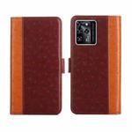 For ZTE Blabe V30 Ostrich Texture Flip Leather Phone Case(Brown)