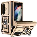 For Samsung Galaxy Z Fold4 Sliding Camshield Holder Phone Case(Gold)