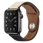PU Leather Black Buckle Watch Band For Apple Watch Ultra 49mm / Series 8&7 45mm / SE 2&6&SE&5&4 44mm / 3&2&1 42mm(Beige and Black)