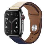 PU Leather Black Buckle Watch Band For Apple Watch Ultra 49mm / Series 8&7 45mm / SE 2&6&SE&5&4 44mm / 3&2&1 42mm(Beige and Dark Blue)