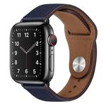 PU Leather Black Buckle Watch Band For Apple Watch Ultra 49mm / Series 8&7 45mm / SE 2&6&SE&5&4 44mm / 3&2&1 42mm(Dark Blue)