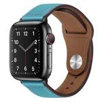 PU Leather Black Buckle Watch Band For Apple Watch Ultra 49mm / Series 8&7 45mm / SE 2&6&SE&5&4 44mm / 3&2&1 42mm(Bright Blue)