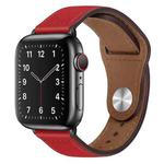 PU Leather Black Buckle Watch Band For Apple Watch Series 8&7 41mm / SE 2&6&SE&5&4 40mm / 3&2&1 38mm(Red)