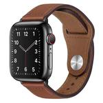 PU Leather Black Buckle Watch Band For Apple Watch Series 8&7 41mm / SE 2&6&SE&5&4 40mm / 3&2&1 38mm(Red Brown)