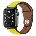 PU Leather Black Buckle Watch Band For Apple Watch Series 8&7 41mm / SE 2&6&SE&5&4 40mm / 3&2&1 38mm(Yellow)