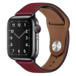 PU Leather Black Buckle Watch Band For Apple Watch Series 8&7 41mm / SE 2&6&SE&5&4 40mm / 3&2&1 38mm(Wine Red)