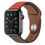PU Leather Black Buckle Watch Band For Apple Watch Series 8&7 41mm / SE 2&6&SE&5&4 40mm / 3&2&1 38mm(Brick Red and Grey)