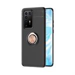 For Huawei P40 Pro Lenuo Shockproof TPU Protective Case with Invisible Holder(Black + Rose Gold)