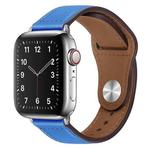 PU Leather Silver Buckle Watch Band For Apple Watch Ultra 49mm / Series 8&7 45mm / SE 2&6&SE&5&4 44mm / 3&2&1 42mm(Blue)