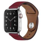 PU Leather Silver Buckle Watch Band For Apple Watch Ultra 49mm / Series 8&7 45mm / SE 2&6&SE&5&4 44mm / 3&2&1 42mm(Wine Red)