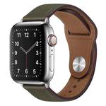 PU Leather Silver Buckle Watch Band For Apple Watch Ultra 49mm / Series 8&7 45mm / SE 2&6&SE&5&4 44mm / 3&2&1 42mm(Army Green)