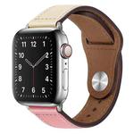 PU Leather Silver Buckle Watch Band For Apple Watch Ultra 49mm / Series 8&7 45mm / SE 2&6&SE&5&4 44mm / 3&2&1 42mm(Beige and Pink)