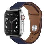 PU Leather Silver Buckle Watch Band For Apple Watch Ultra 49mm / Series 8&7 45mm / SE 2&6&SE&5&4 44mm / 3&2&1 42mm(Dark Blue)