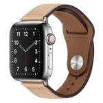 PU Leather Silver Buckle Watch Band For Apple Watch Ultra 49mm / Series 8&7 45mm / SE 2&6&SE&5&4 44mm / 3&2&1 42mm(Apricot)
