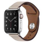 PU Leather Silver Buckle Watch Band For Apple Watch Series 8&7 41mm / SE 2&6&SE&5&4 40mm / 3&2&1 38mm(Ivory)