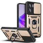 For OPPO A77/A57 Sliding Camera Design TPU + PC Phone Case(Gold)