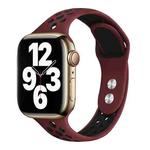 Double Nail Small Waist Watch Band For Apple Watch Series 8&7 41mm / SE 2&6&SE&5&4 40mm / 3&2&1 38mm(Wine Red Black)