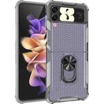 For Samsung Galaxy Z Flip4 Honeycomb PC + TPU Shockproof Phone Case with Ring Holder(Grey)