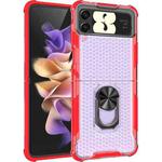 For Samsung Galaxy Z Flip4 Honeycomb PC + TPU Shockproof Phone Case with Ring Holder(Red)