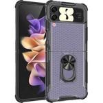 For Samsung Galaxy Z Flip4 Honeycomb PC + TPU Shockproof Phone Case with Ring Holder(Black)