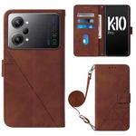 For OPPO K10 Pro 5G Crossbody 3D Embossed Flip Leather Phone Case(Brown)