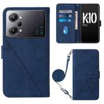 For OPPO K10 Pro 5G Crossbody 3D Embossed Flip Leather Phone Case(Blue)