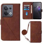 For OPPO Reno8 Crossbody 3D Embossed Flip Leather Phone Case(Brown)
