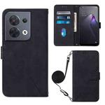 For OPPO Reno8 Crossbody 3D Embossed Flip Leather Phone Case(Black)