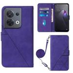 For OPPO Reno8 Crossbody 3D Embossed Flip Leather Phone Case(Purple)