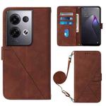 For OPPO Reno8 Pro+ Crossbody 3D Embossed Flip Leather Phone Case(Brown)