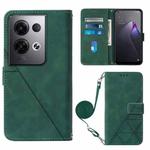 For OPPO Reno8 Pro+ Crossbody 3D Embossed Flip Leather Phone Case(Dark Green)