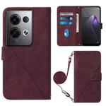 For OPPO Reno8 Pro+ Crossbody 3D Embossed Flip Leather Phone Case(Wine Red)