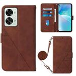 For OnePlus Nord 2T Crossbody 3D Embossed Flip Leather Phone Case(Brown)